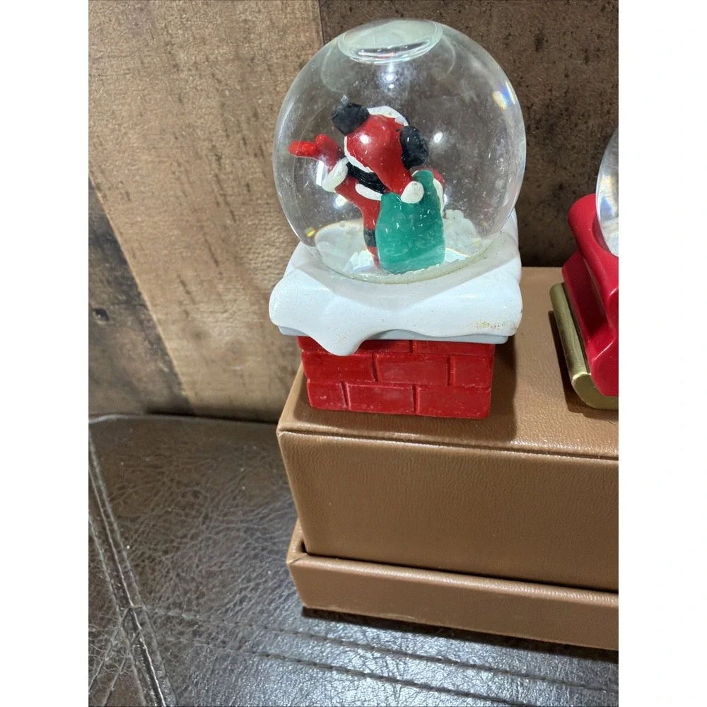 Lot of 4 Vintage Disney JCPenney Mickey Mouse Christmas Miniature Snow Globes